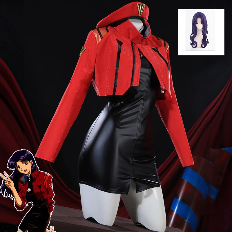 

Katsuragi Misato Cosplay Anime EVA Cosplay Costume Women Halloween Outfit Jacket Dress Sexy Girls Suit with Wig Carnival Party