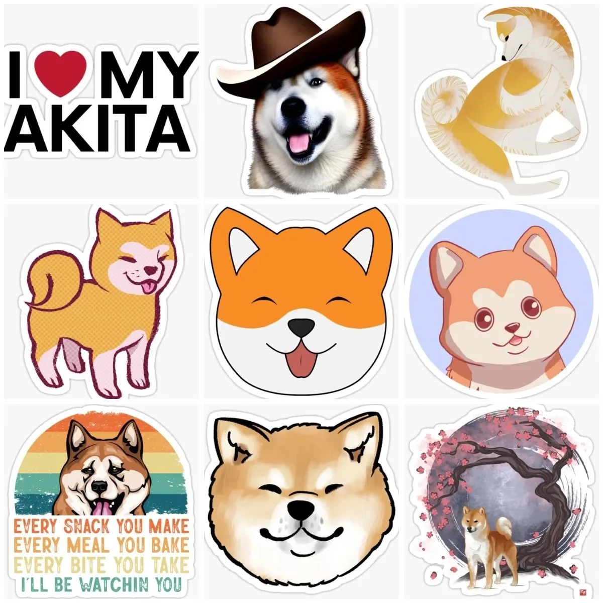 

Akita Dog Pets Cute Catoon Sticker Laptop Car Window Glass Truck Accessories Camper Moto Wall Door Helmet Camper Off-road Decal