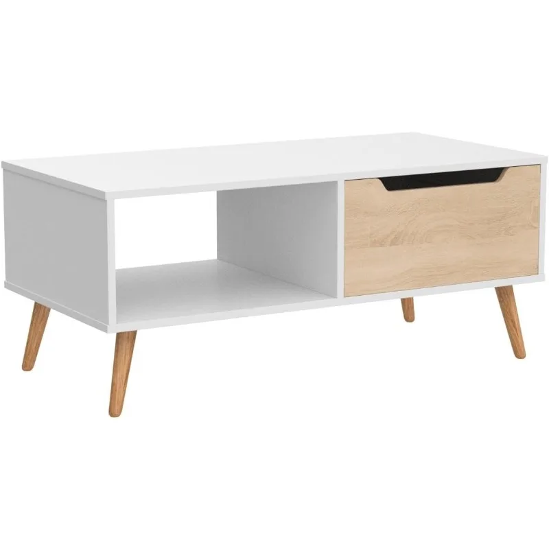 Moderno Cocktail in legno Mid Century ModernCoffee HallwayTable minimalista con contenitore per la Reception dell'appartamento del soggiorno, bianco