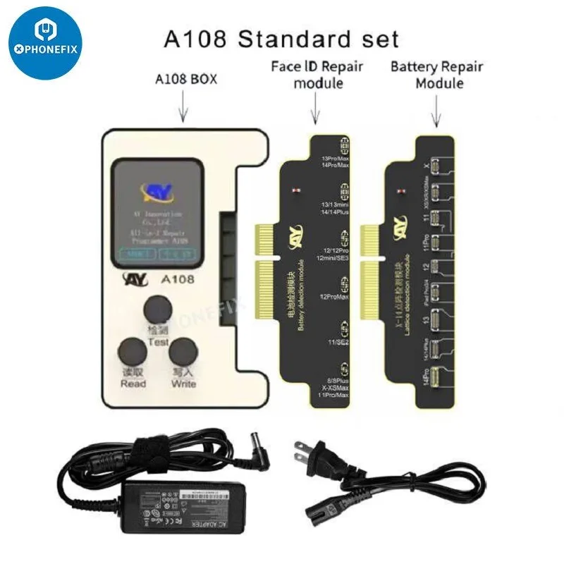 AY A108 BOX Programmer Screen True Tone Earpiece Rear Camera LiDAR Battery Repair Programmer Board Tools for iPhone X-15 Pro Max