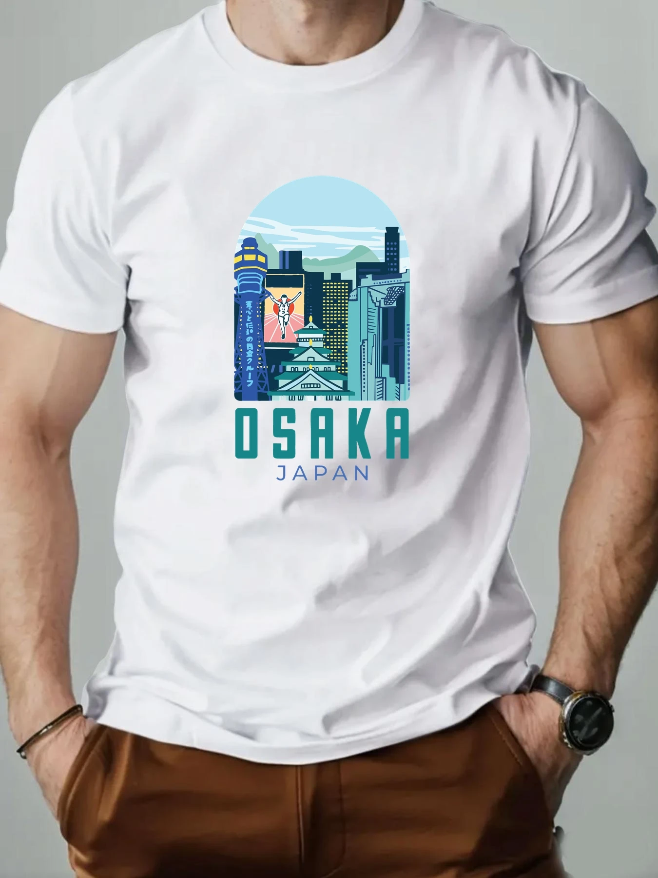 

2025 New Men T-Shirt 100% Cotton OSAKA JAPAN Pattern Print Streetwear Round Collar Tee Breathable Summer Fashion T shirts