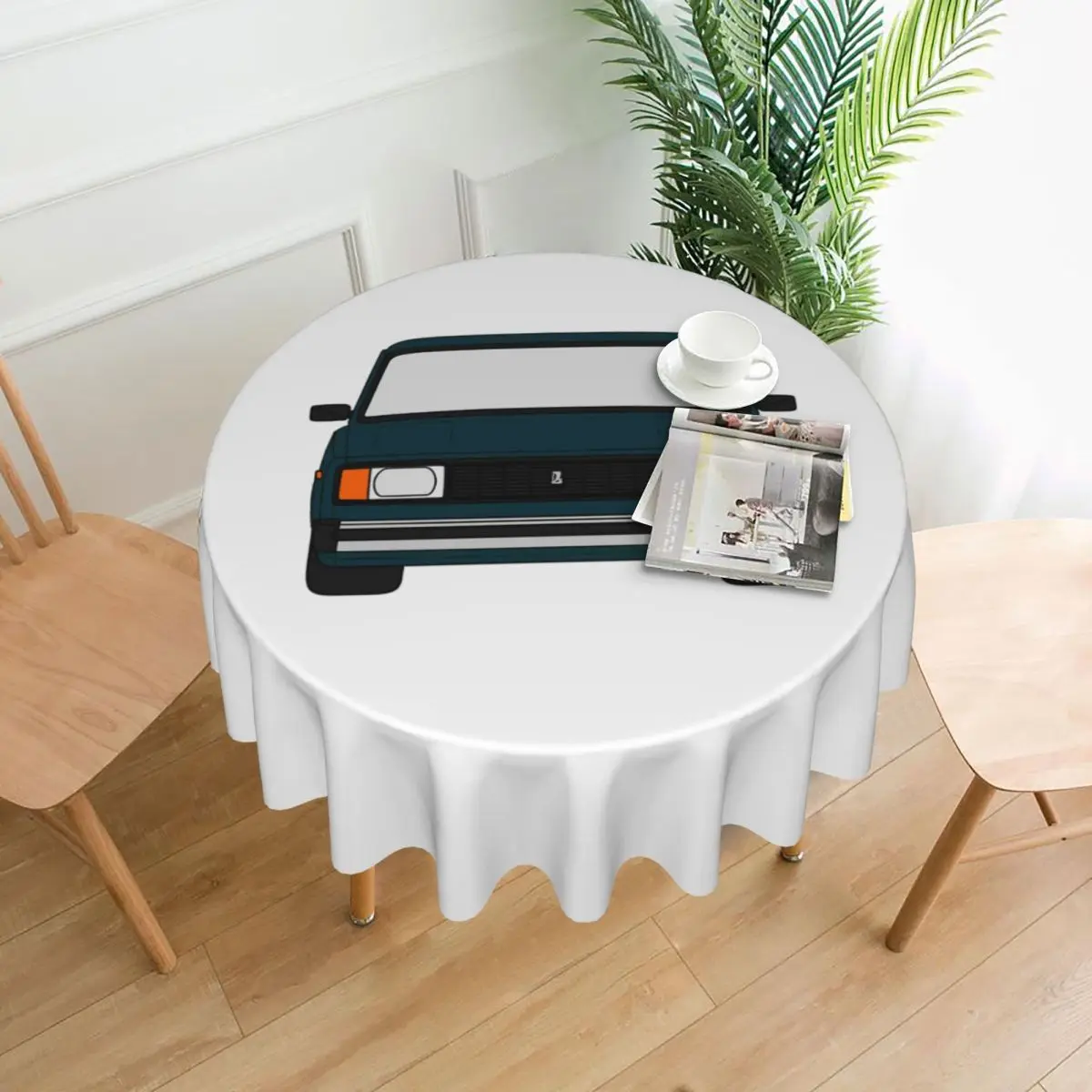 

Lada VAZ 2104 2105 2107 Nova Riva Green Color Waterproof Round Tablecloth Oilproof Table Cloth for Kitchen Table Cover 60 inches