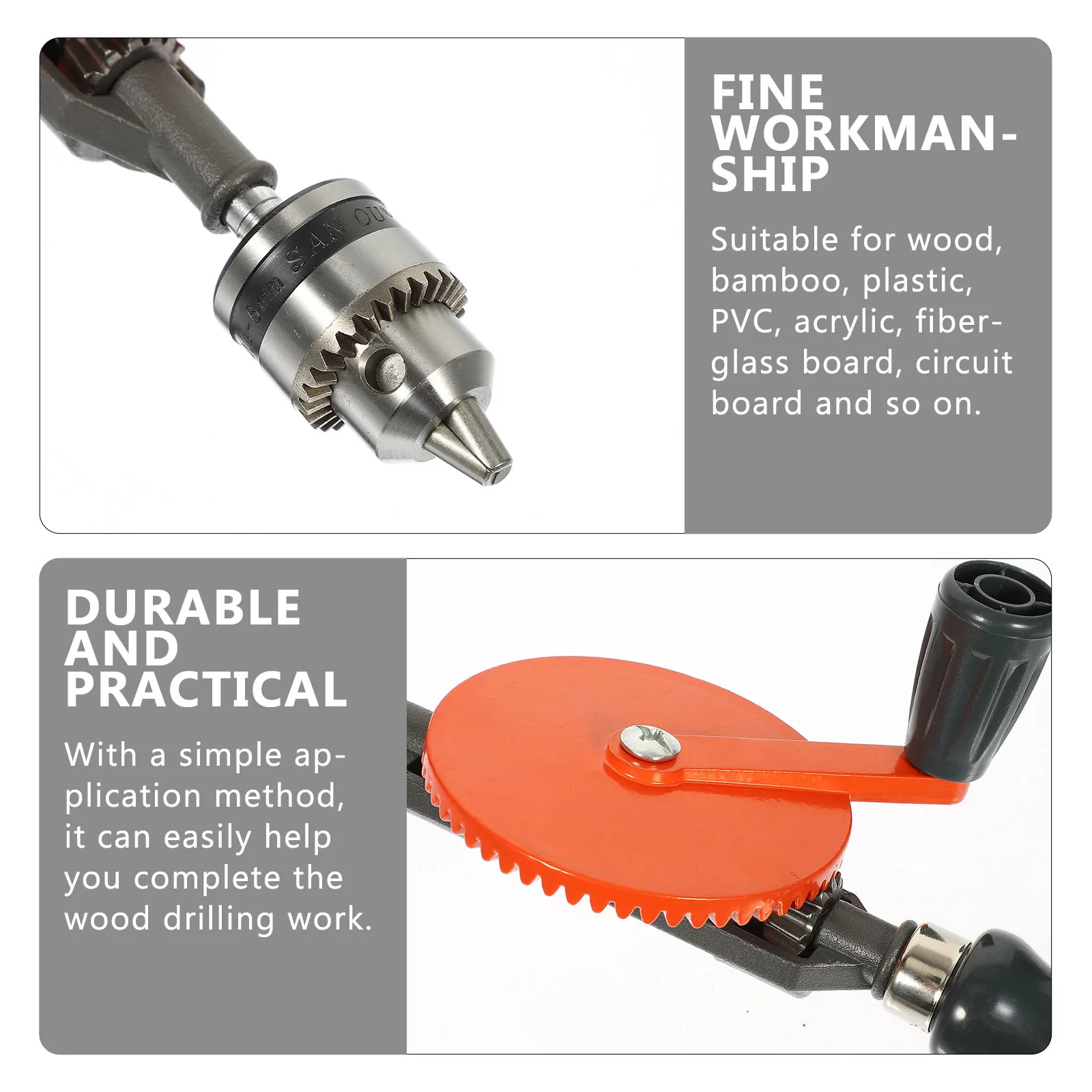 

1 set 1 Set Manual 1/4 Inch Small Hand For Woodworking Durable 45# Steel Hand Crank Drill Tool Handheld Drill Power Tool