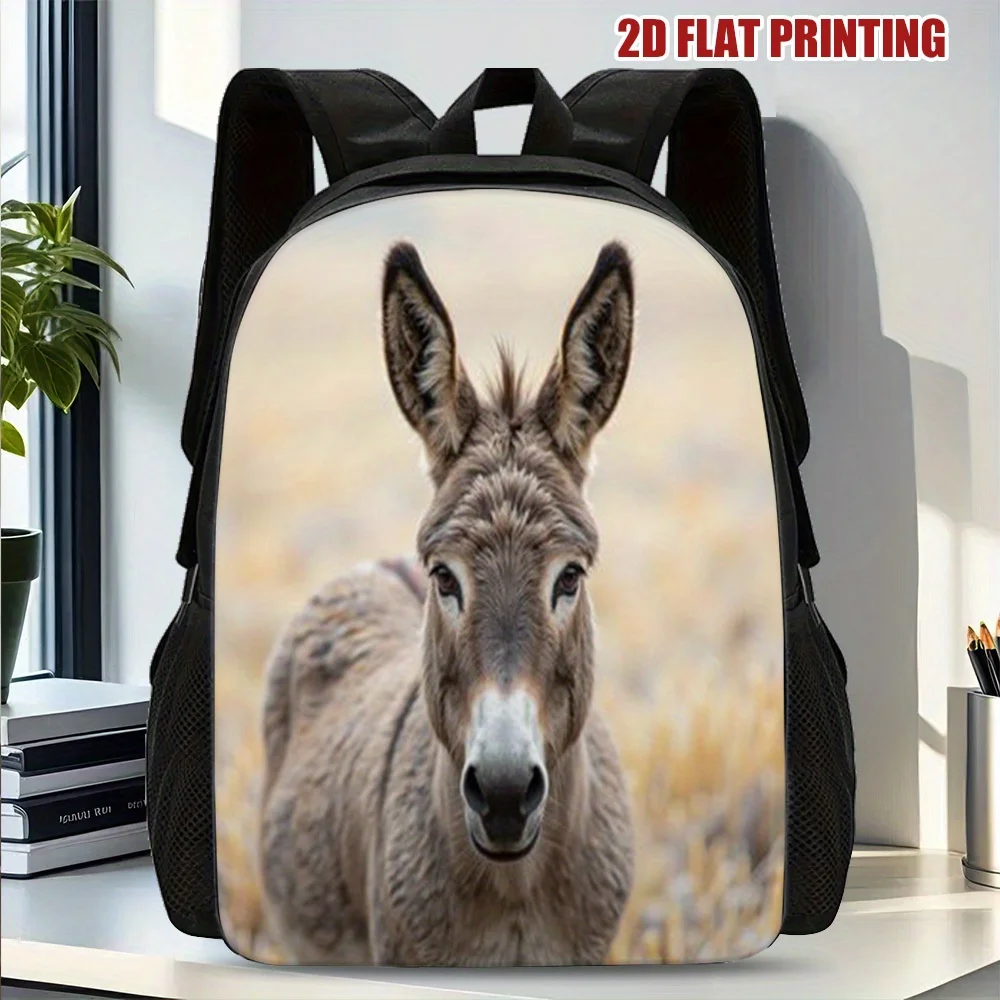 

1 piece desert + 2D flat print backpack - lightweight polyester school bag with removable shoulder strap, adjustable and padded