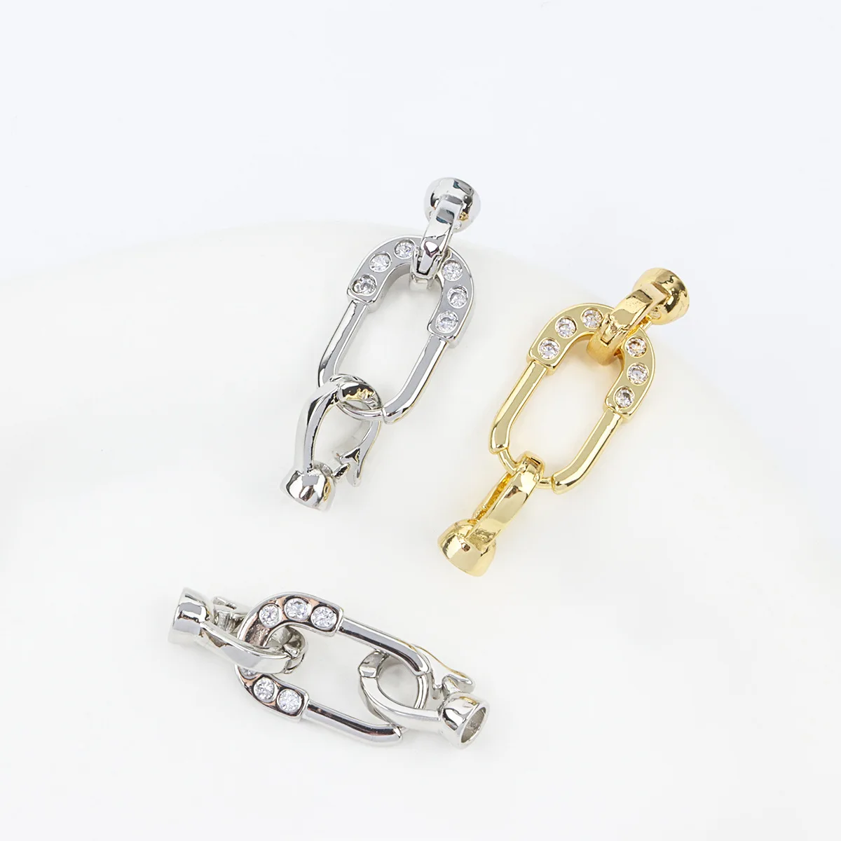 

1pc Copper Plated Gold Inlaid Zircon Lock-shaped End Buckle Necklace Bracelet Connecting Buckle DIY Jewelry Accessorie Wholesale