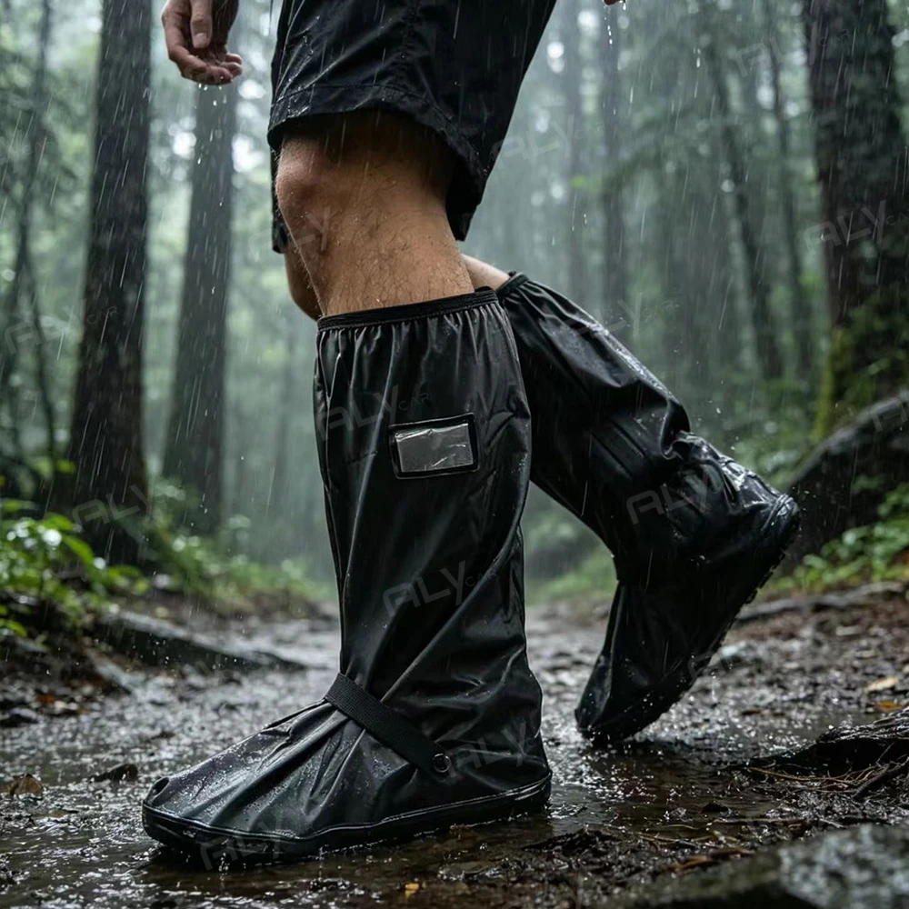 High Tube Reflective Rain Boot Covers Waterproof Non-slip Reusable Unisex Protector For Motorcycle Scooter Bicycle Rainy Days