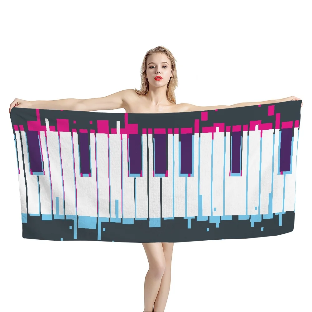 Women Men Soft Swimming Beach Towels Music Note Piano Pattern Printing Quick Dry Travel Sport Gym Yoga Blanket Absorbent Towel