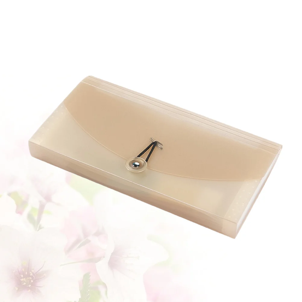 1 Buah Folder File Organizer Akordeon yang Dapat Diperluas Penyimpanan Dokumen Tahan Air Portabel dengan Pita Elastis Beige dan Label Berwarna
