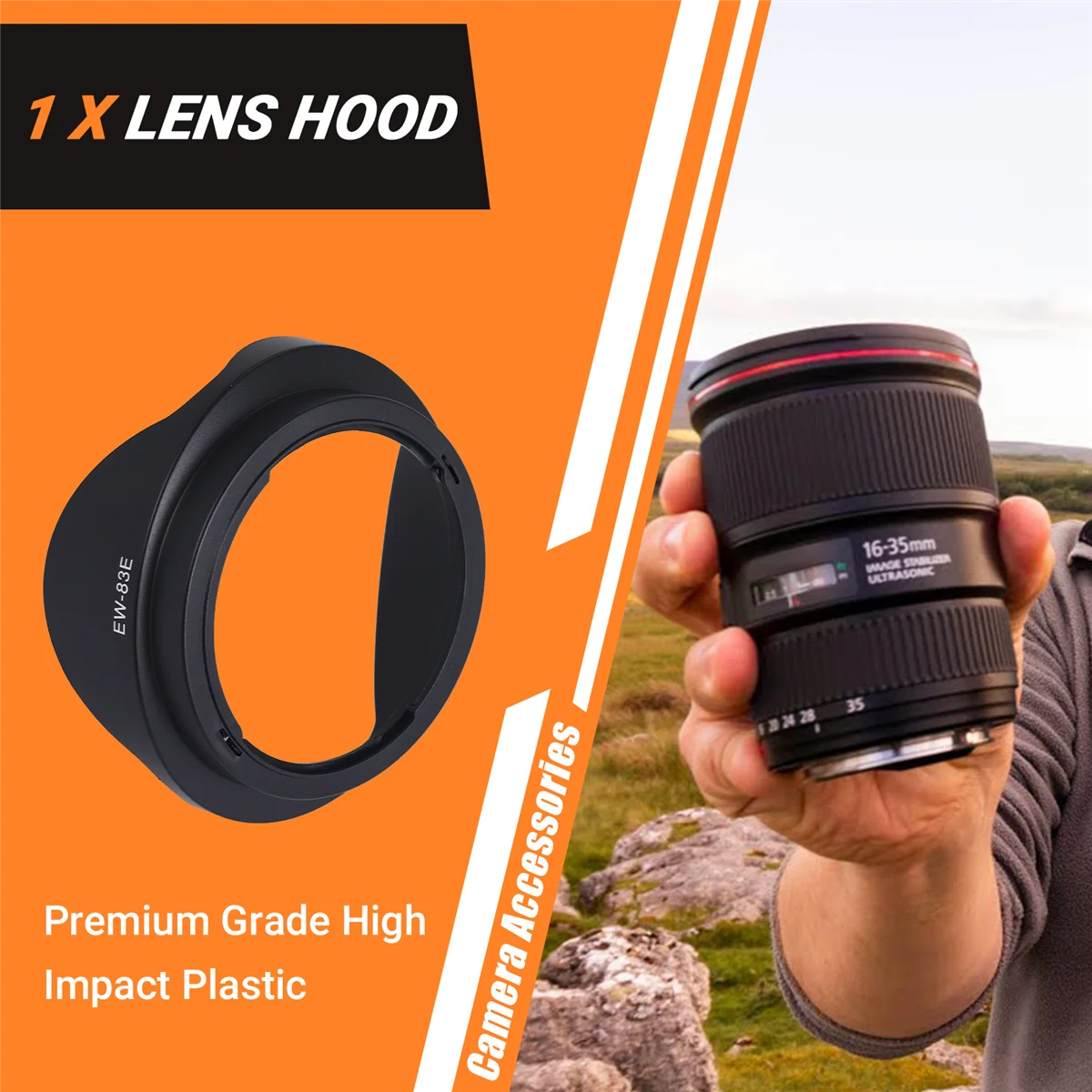 New 3C-Replacement Digital Lens Hood EW-83E for 16-35mm, 20-35mm, 17-35mm, 17-40mm and 10-22mm Lenses