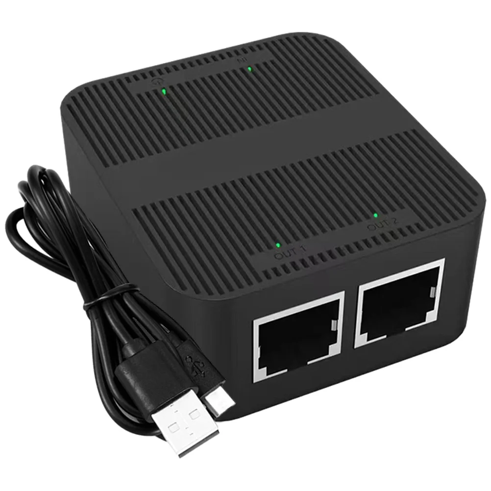 

1 to 2 Ethernet Splitter Network Cable Adapter High Speed Black Plug Play Durable Resource Sharing Easy