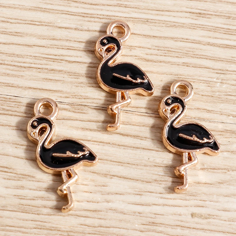 Tusember 10 Stück niedliche Tier-Emaille-Anhänger mit Tauben-, Flamingo- und Eichhörnchenmotiv für Schmuckherstellung, Zubehör, handgefertigte Ohrringe, Armbänder – Detail 14