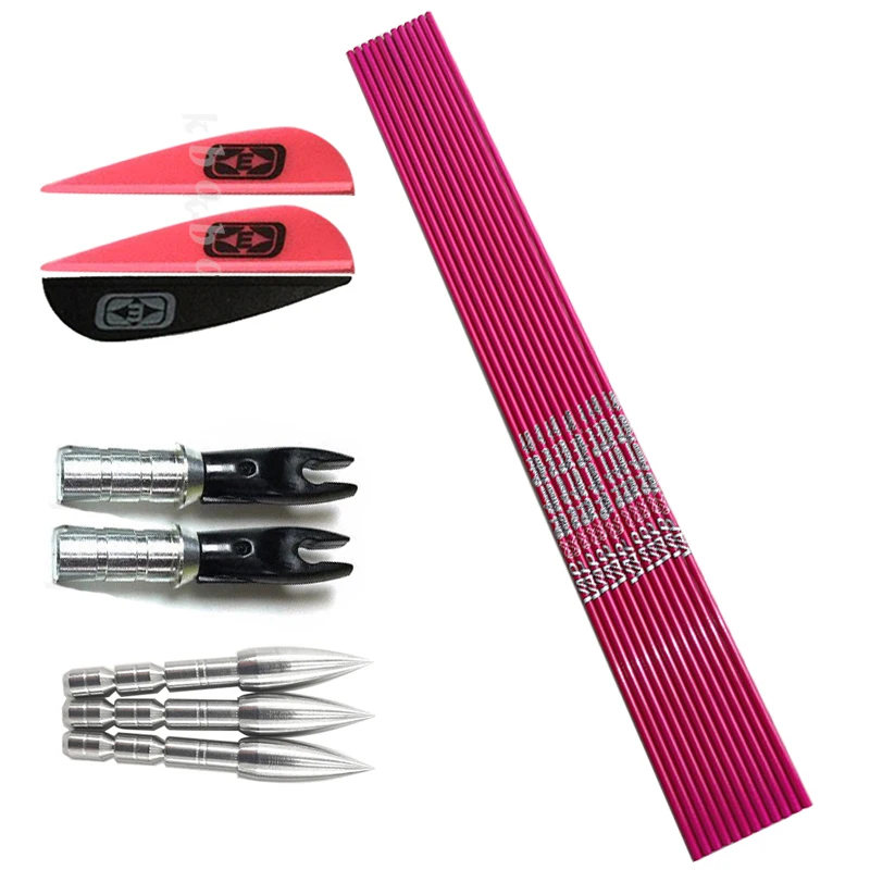 

12pcs Archery Carbon Arrows ID4.2mm Pink Spine 600 800 Arrows Accessories for Recurve Bow Longbow Hunting