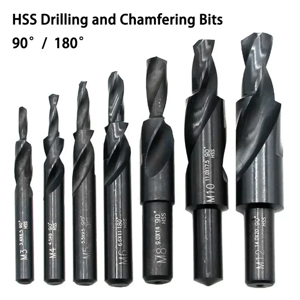 

M3-12 90 180 Degree HSS Two Stage Drill Bit Spiral Step Chamfer Conutersunk Hole Saw For Steel Iron Copper Aluminum Drilling