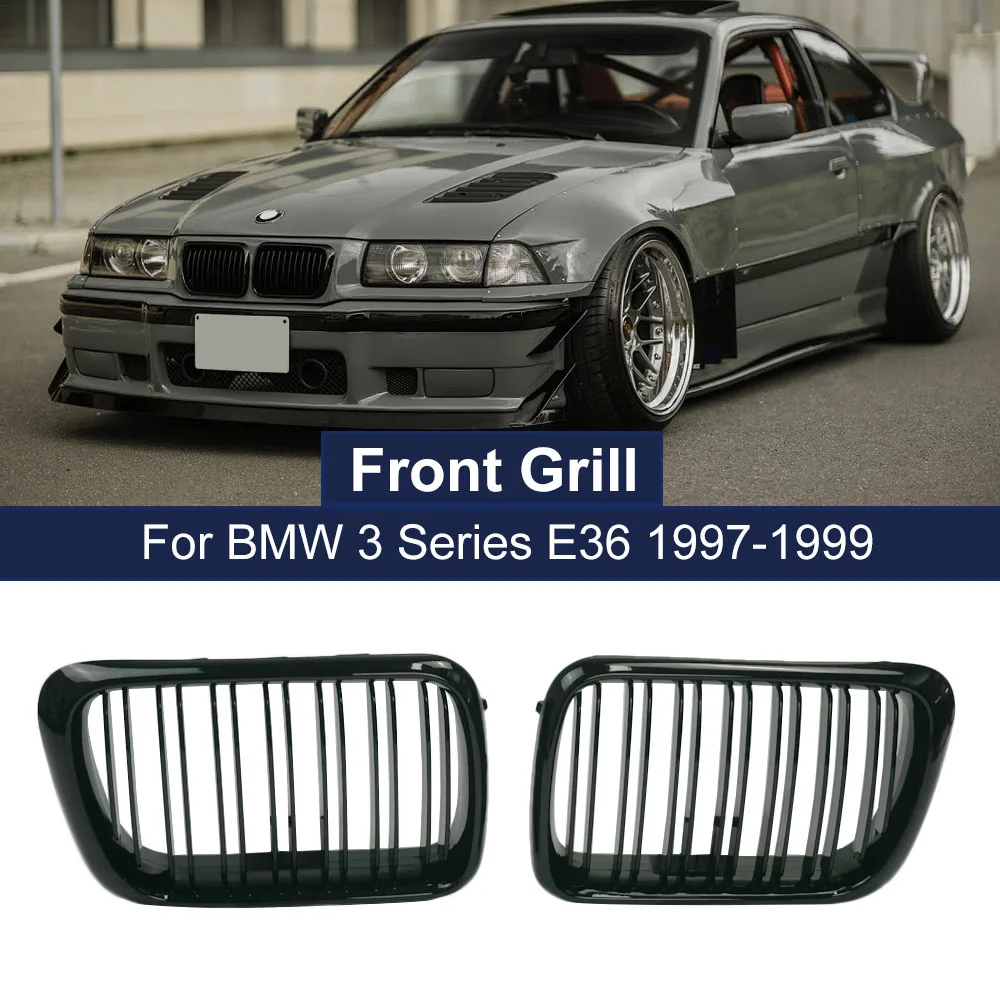 Kaptur sportowy ABS kratka nerkowa Grill podwójna linia 2 listwy do BMW 3 serii E36 M3 318I 323I 328I 3 serii 1997 1998 1999