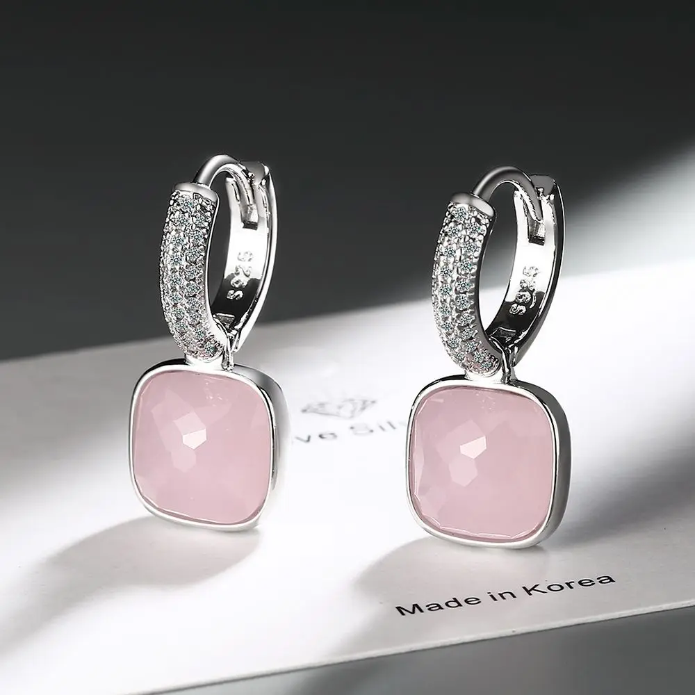 Bugalaty New Fashion Women orecchini Square Cubic Zirconia Ear Drops Hoops Ear Studs ciondola per regalo di gioielli femminili