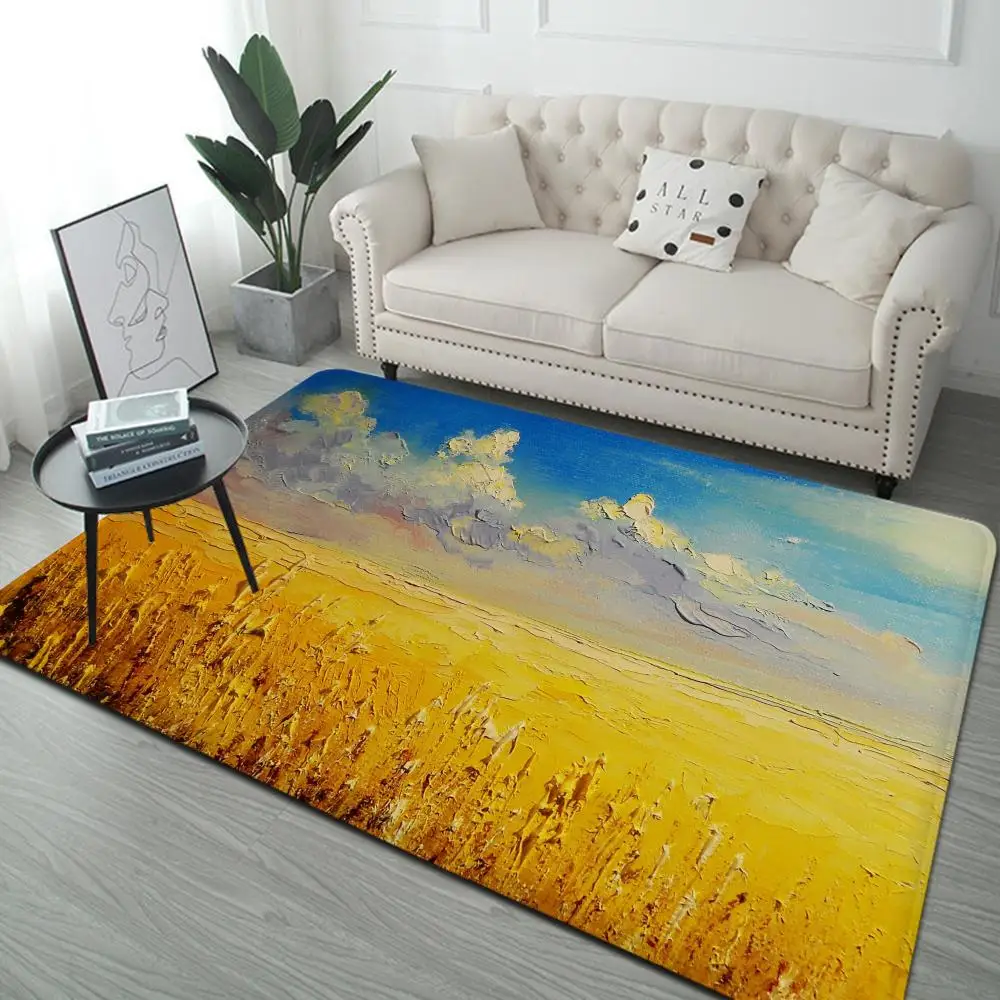 Color Oil Painting Floor Mat Entrance Door Mat Washable Non-Slip Living Room Sofa Chairs Area Mat Kitchen Welcome Doormat