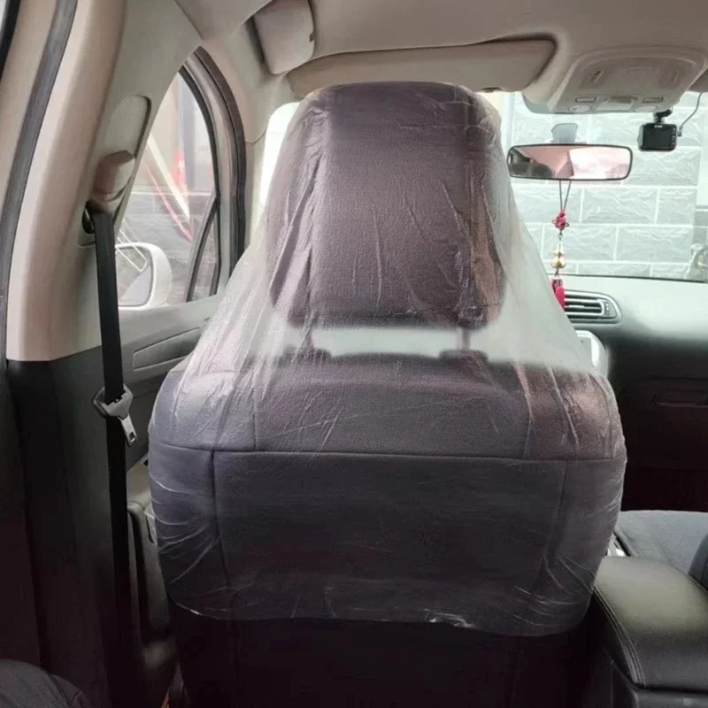 Fundas desechables a prueba de polvo para asiento de coche, Protector Universal TRANSPARENTE de plástico impermeable, 100x80cm, piezas, 140