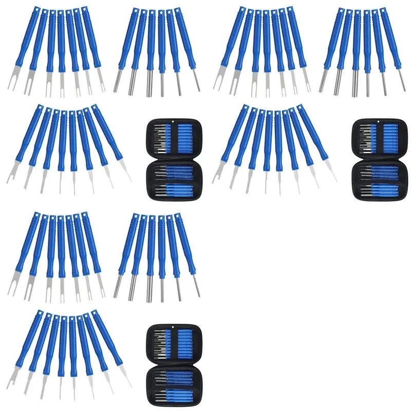 AB42-63Pcs Car Terminal Removal Tool Kit Cable Plug Remove Puller Electrical Wire Crimp Connector Pin Extractor Blue
