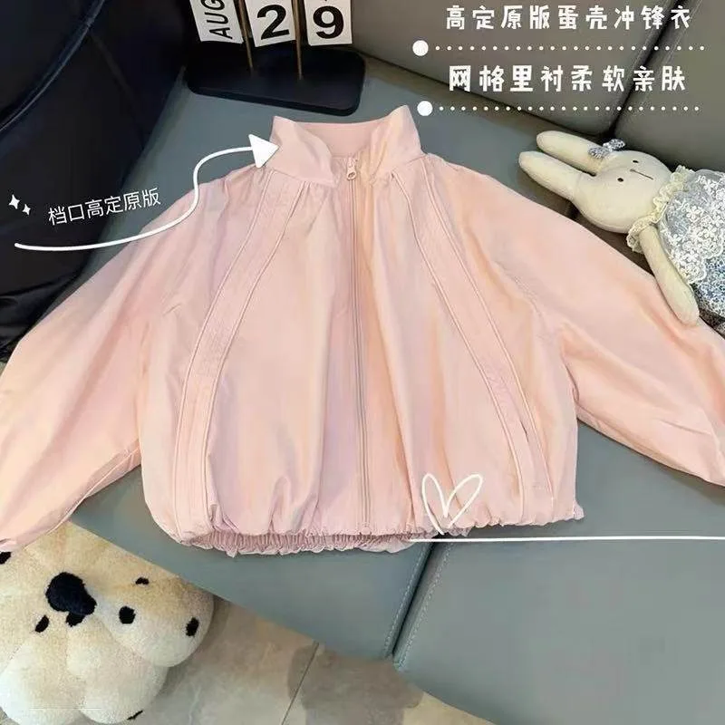 Frühherbst Kinder Mädchen Windbreaker Mäntel UNITIM 2-12 Jahre Kinder Mädchen Reißverschluss-Jacken Einfarbige Lässige Teenager Mädchen Oberbekleidung Mäntel – Detail 13