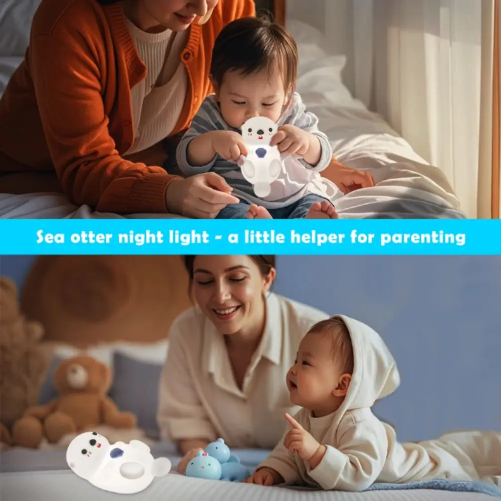 

USB Rechargeable Otter Night Light Touch Control Timer Adjustable Sleep Companion Cute Silicone Rechargeable Timing