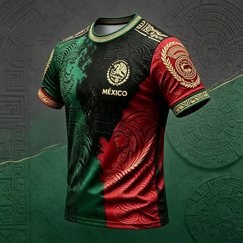 2026 Men Women Quick Dry Football Sports Jersey, Mexico Aztec Ancient Totem 3D Print Breathable Summer Casual Short Sleeve Tee