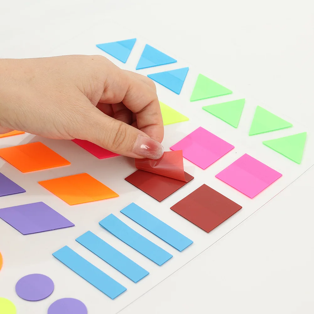 KindFuny Geometry Transparent Sticky Notes Self-Adhesive Annotation Books Bookmarks Memo Pad Index Tabs Stationery
