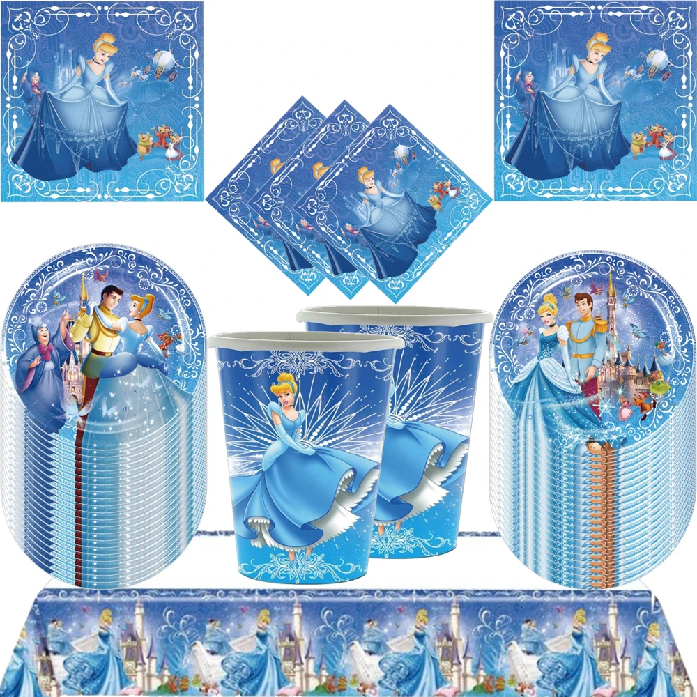 الأميرة سندريلا موضوع لوازم الحفلات كأس لوحة مفرش المائدة فتاة حفلة عيد ميلاد الديكور استحمام الطفل كعكة الديكور عطلة #1