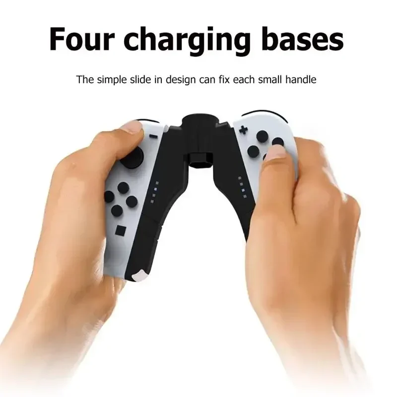 4 in 1 Joy-con Charger Grip for  Switch NS/Switch  ontroller Charger Indicator Charging Dock Station Handle Grip