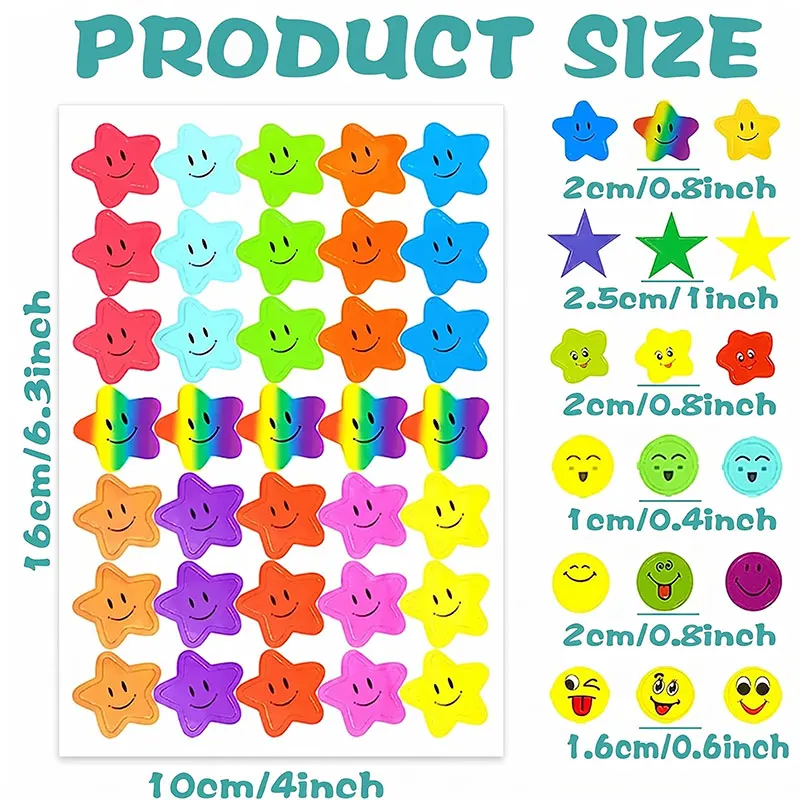 Teacher Students Reward Stickers Kids Classroom Supplies Must-Haves Reward Charts Sticker Star Smile Face Dots School Gift Kits