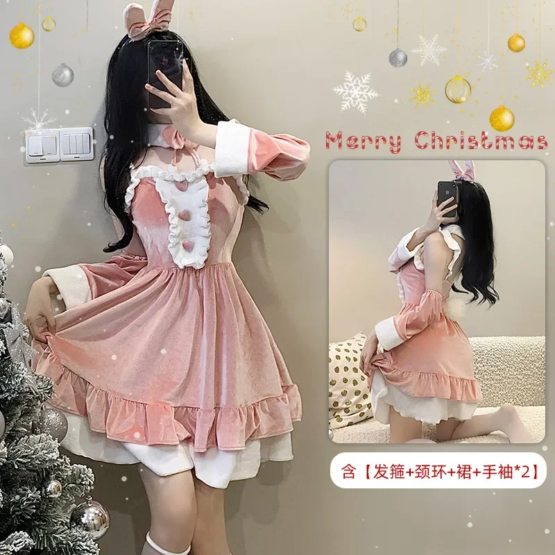 Robe de cosplay de reine de Noël, cape sexy d'Halloween, robe de lapin rouge