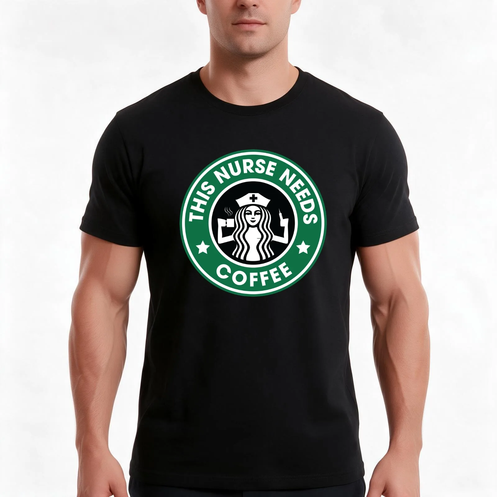 This Nurse Needs Coffee T-Shirt, Summer Casual Cotton Tee, Oversized Streetwear Tops, Vintage Graphic Print, Unisex Men Women