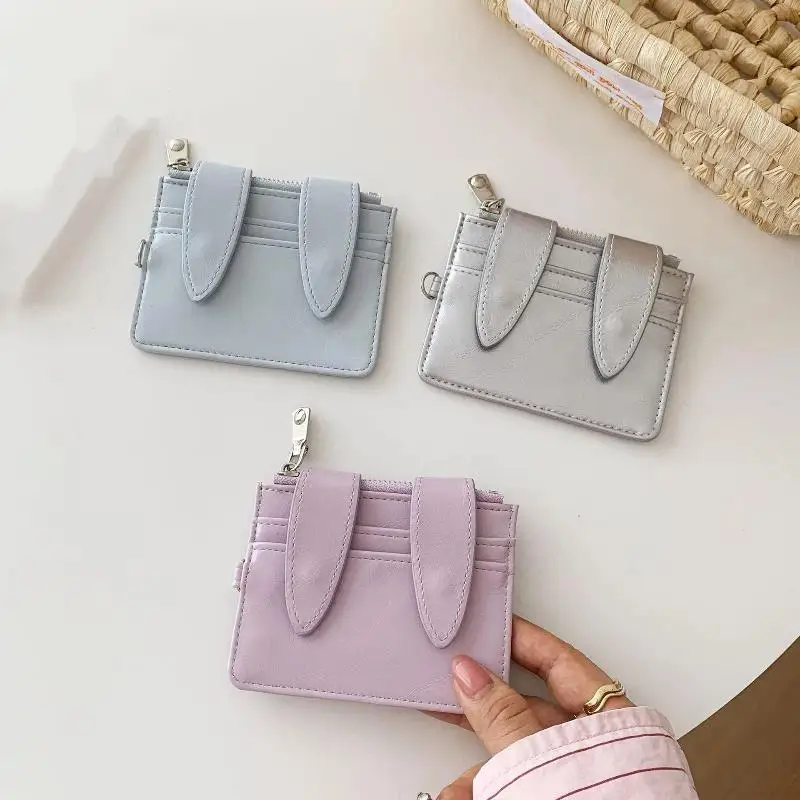 Rabbit PU Leather Card Holder Kawaii Bunny Ear Design Multi Card Slots Portable Storage Card Bag For Daily Travel Shopping Cute