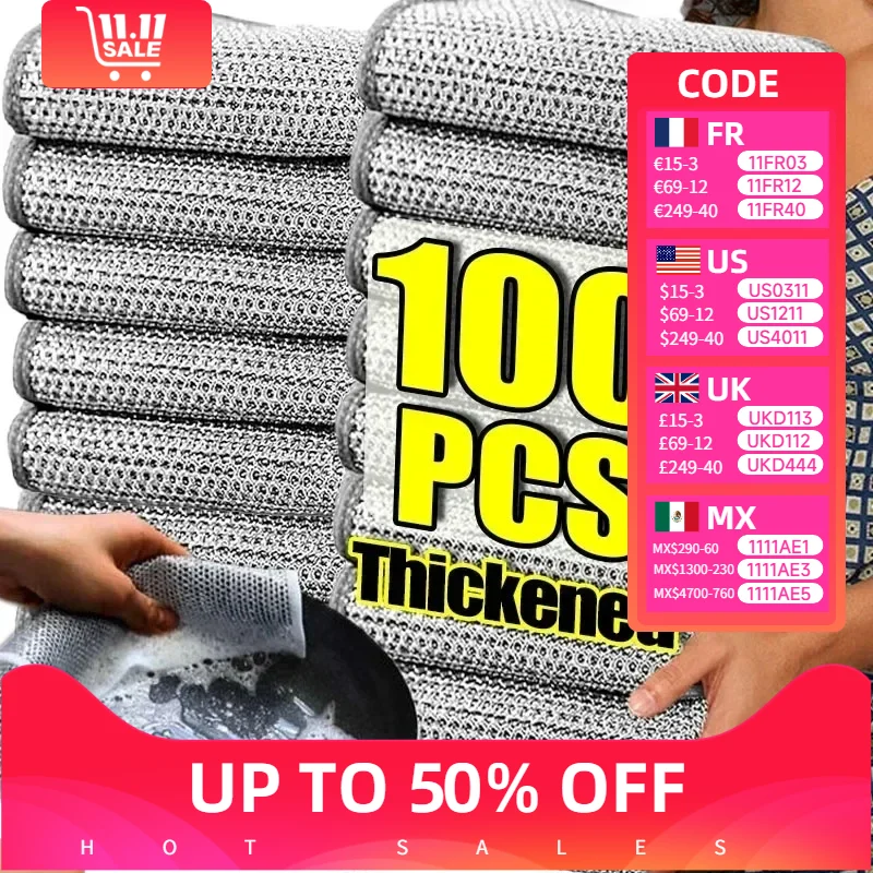 

Wholesale Metal Steel Wire Rags Cloth Home Kitchen Pot Pan Dishwashing Double-sided Dishcloth Cleaning Cloths Towel Scrubber Rag