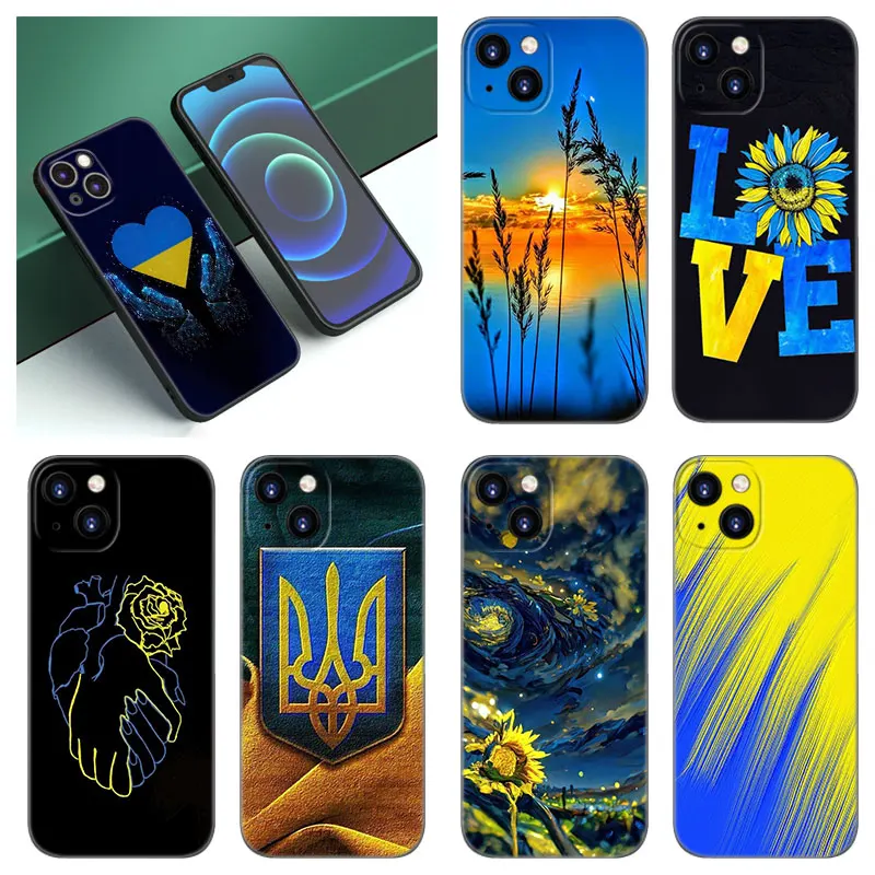 Ukraine Flag Phone Case For Apple iPhone 12 13 Mini 11 14 15 Pro XS Max 7 8 Plus X XR SE 2020 2022 Black Silicone Case