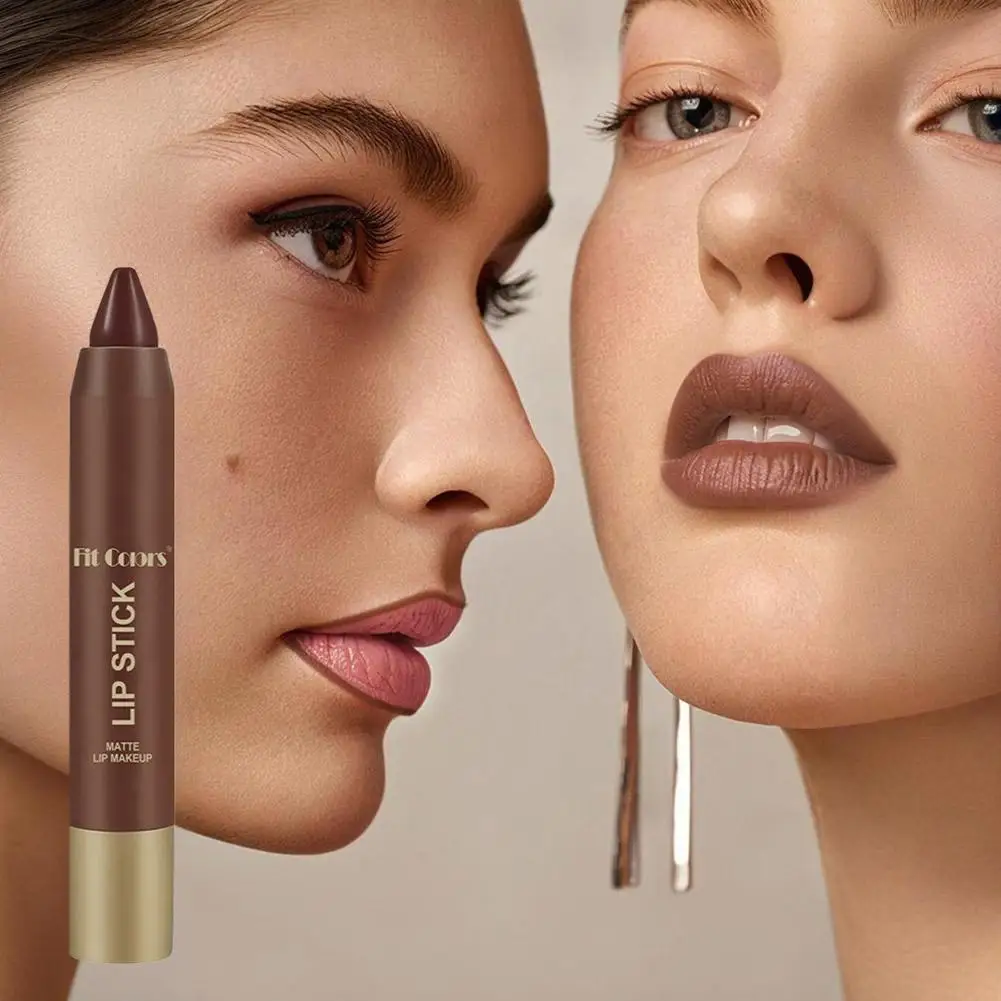 Penna per rossetto opaco a 4 colori Matita per labbra sfumata Rossetti al cioccolato marrone rosso Matita duratura Trucco labbra donna sexy impermeabile