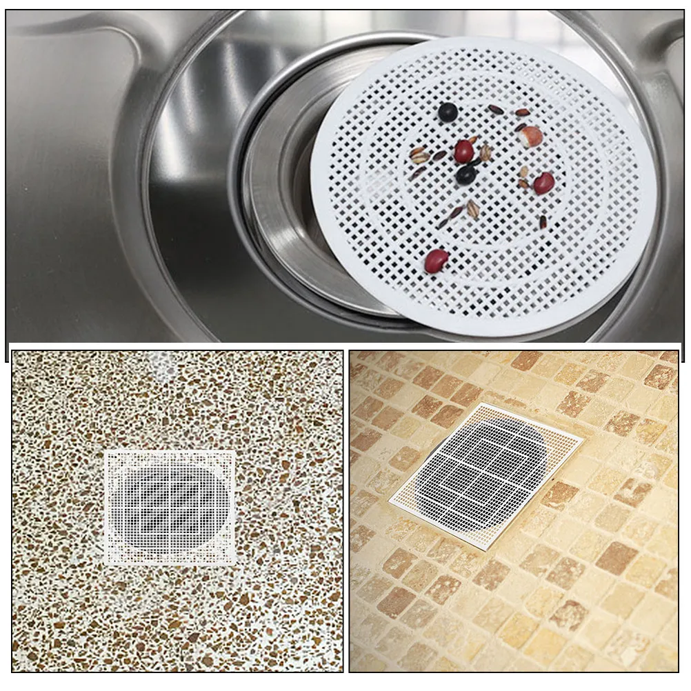 4Pcs Smooth Surface Plastic Floor Drain Cover Hair Catcher for Shower Bathtub Kitchen Bathroom Drain Strainer Mesh Filter Cap
