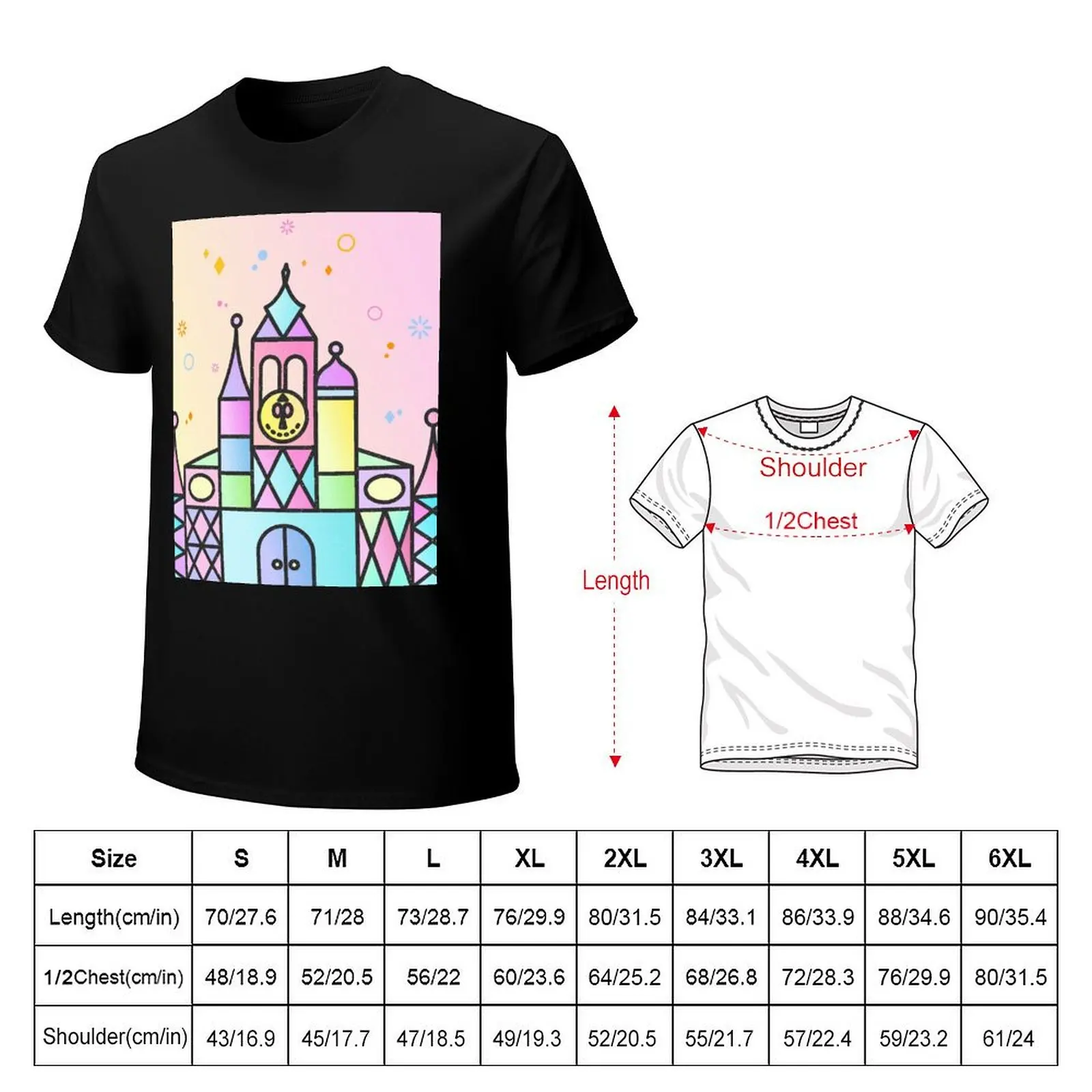 It's a Small World After All Colourful Castle T-Shirt Holiday Simple Tee Shirt