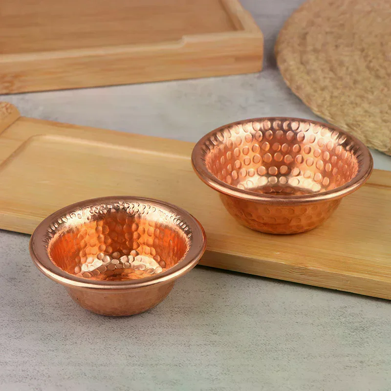 Pure Copper Water Supply Bowl Handmade Small Auspicious Hammer Pattern Holy Water Bowl For Supplies Nepalese
