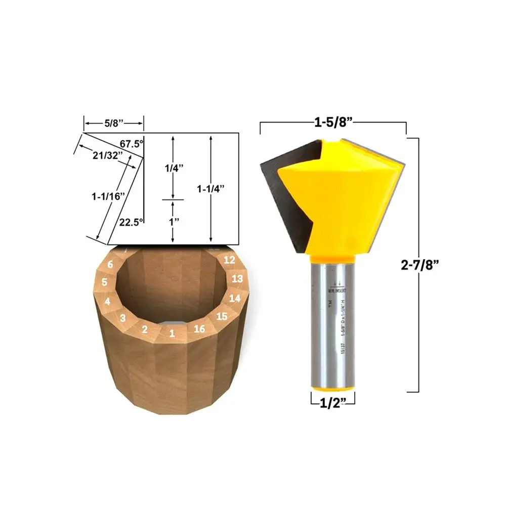 Imagem -04 - Krachtige Peças Shank Carpintaria Fresa Gravura em Madeira Ferramenta de Corte 12 Lados Polígono Pássaro Boca Roteador Bit