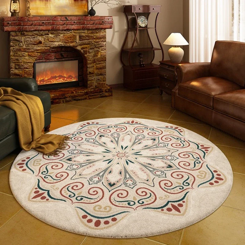 Round Living Room Carpet American Retro Bedroom Dressing Table Bedside Rug Large Area Plush Cloakroom Sofa Floor Mat Ковер 양탄자