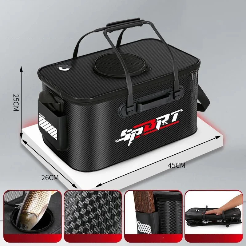 Single shoulder fish bucket, live fish, foldable portable water tank, travel camping box, outdoor fishing box, fishing gear