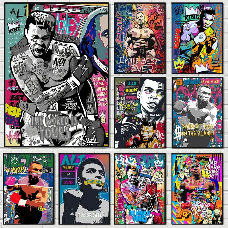 Oil Painting By Numbers Graffiti Street Mike Tyson Boxing Legend Pop Art Digital Oil Painting Abstract Boxer Room Home Decor