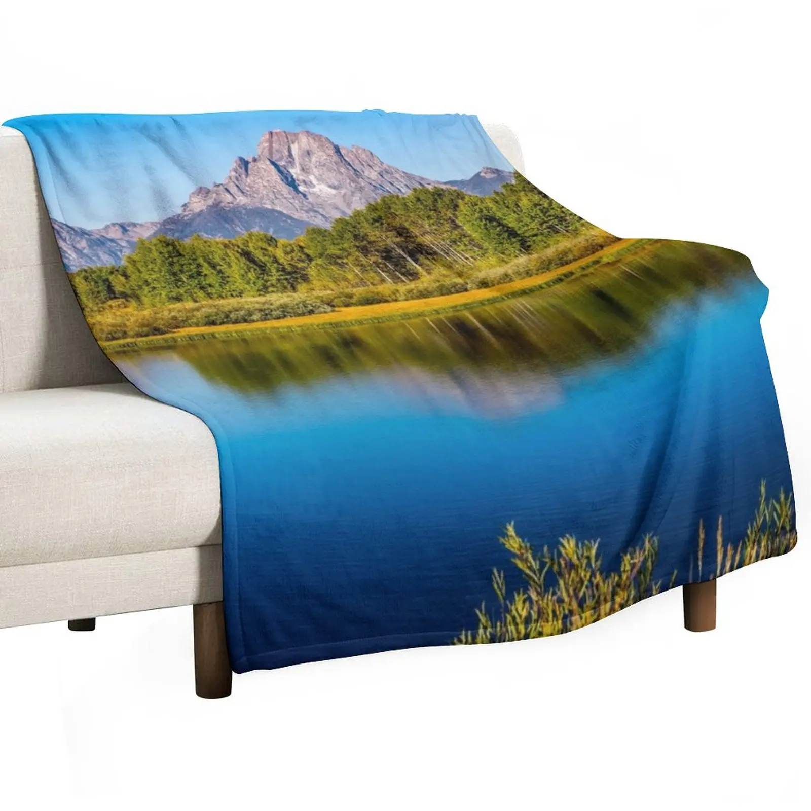 Oxbow Bend - Mt. Moran in the Grand Tetons Throw Blanket Flannel Blankets For Bed Decoratives Blankets