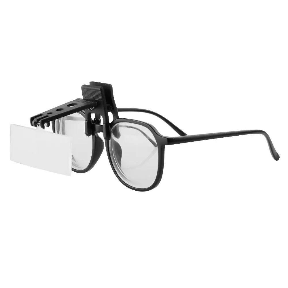 Folding Magnifying Glass Adjustable Hands Free Light Spec Glasses with Three Sets of Lenses Clip on Glasses Optical Instruments