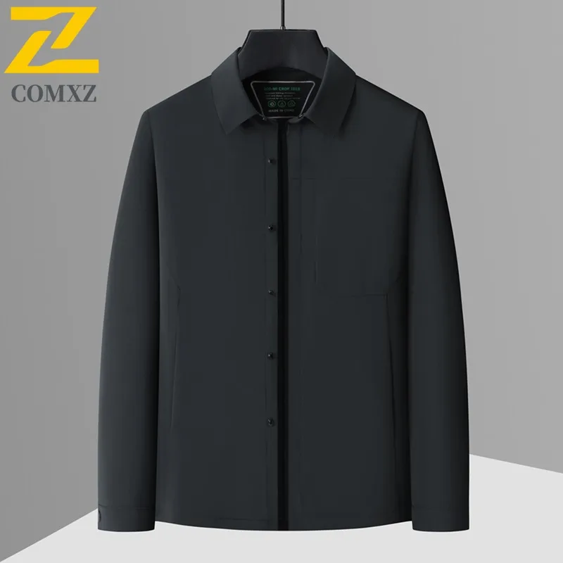 

Spring Men's Stand Collar Work Jacket Business Casual Multi-Functional Coat Waterproof Windproof for Office Fishing Camping 2025