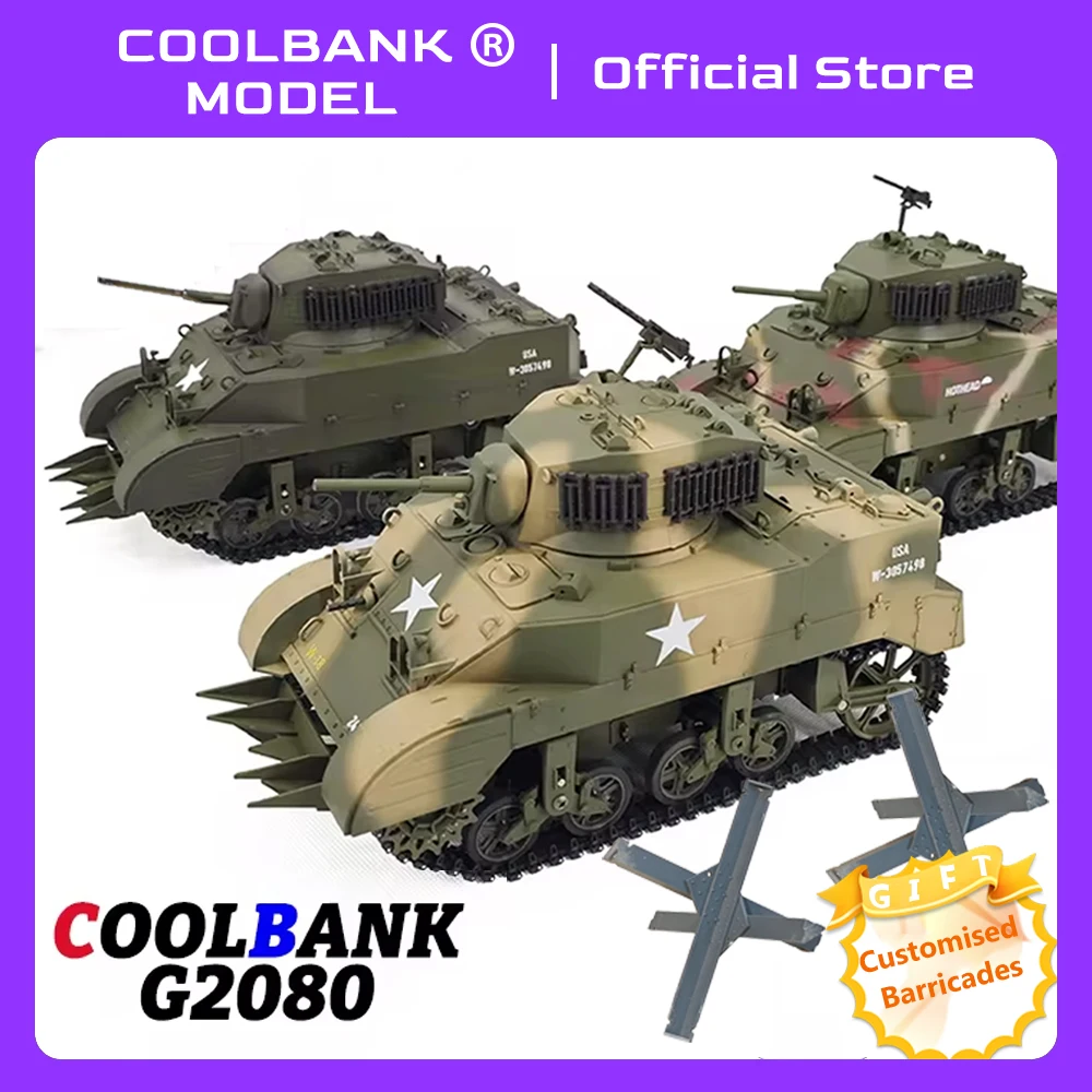 COOLBANK-M5A1 Veículos militares Tanque, EUA Stuart Light Tank, 1:16 High Speed RC Drift Cars, Hobby Battle Tank, Modelo Brinquedos, 14 +