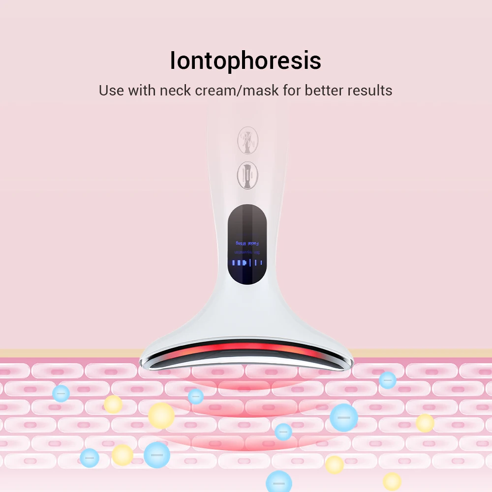 Neck Beauty Device EMS Micro-current LED Photon Firming Rejuvenating Anti Wrinkle Thin Double Chin Skin Care Facial Massager