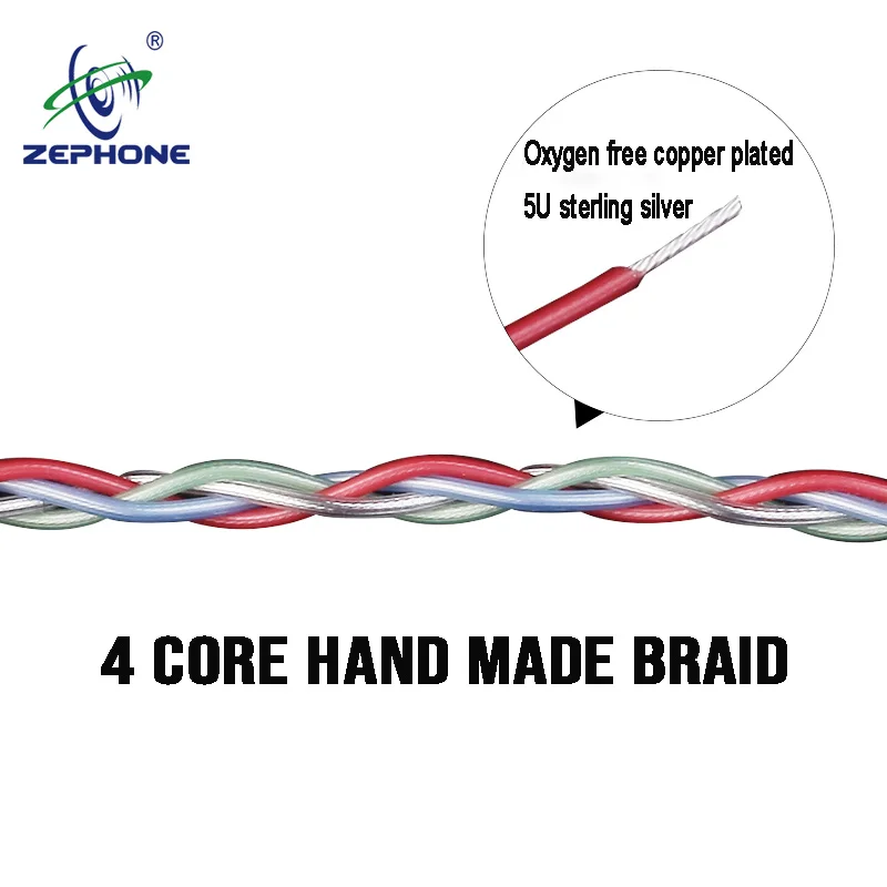 ZEPHONE S1 Oxygen Free Copper Plating 5U Sterling Silver DIY Decoder Cable Accessories, Lightning/Type c/MicroUSB/WM-PORT Plug