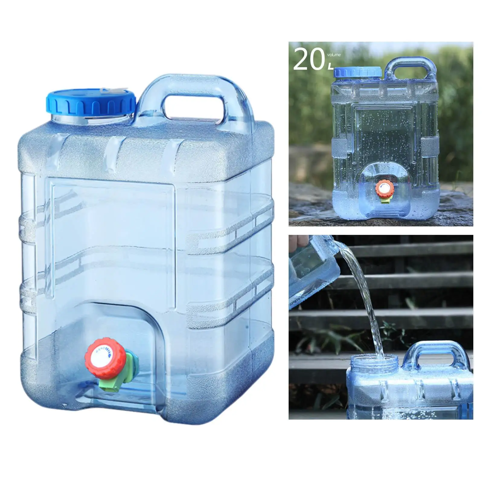 

20L Outdoor Water Container Portable Driving Water Tank with Faucet for Camping Water Canister Home Drinking Bucket