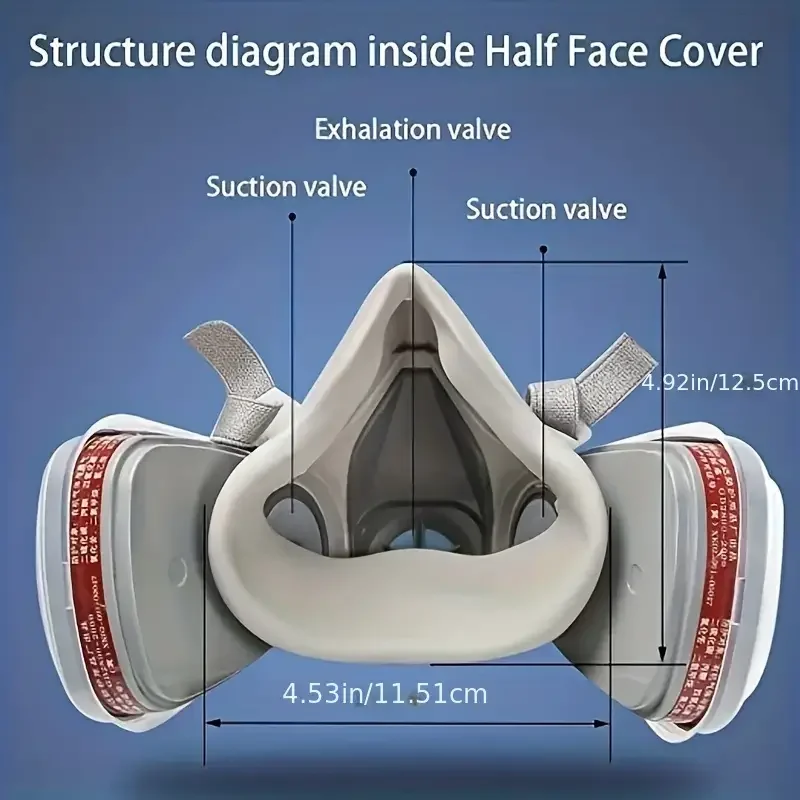 6200/11 in 1 half face dust mask respirator for industrial paint spraying, chemical organic vapors, with filter protection